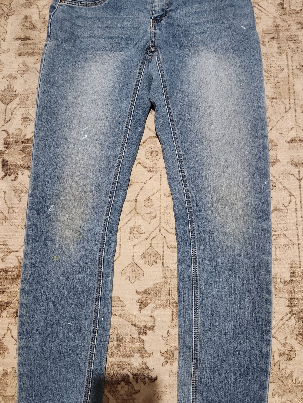 Vanilla Star Skinny Jeans in Light Blue with Subtle Paint Specks